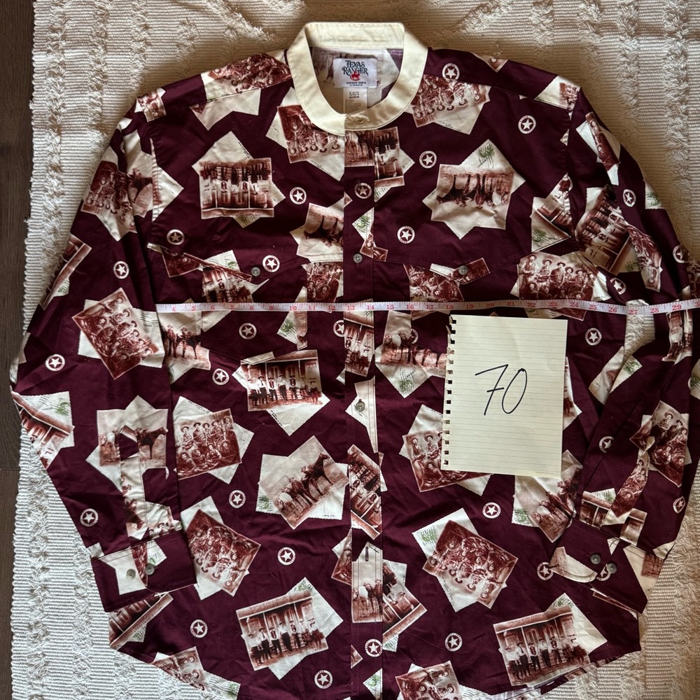 Texas Ranger Western Shirt by Wrangler Cream and Maroon